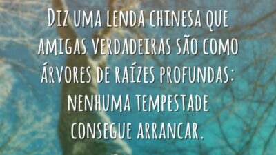 Diz uma lenda chinesa que amigas verdadeiras são como árvores de raízes profundas: nenhuma tempestade consegue arrancar.