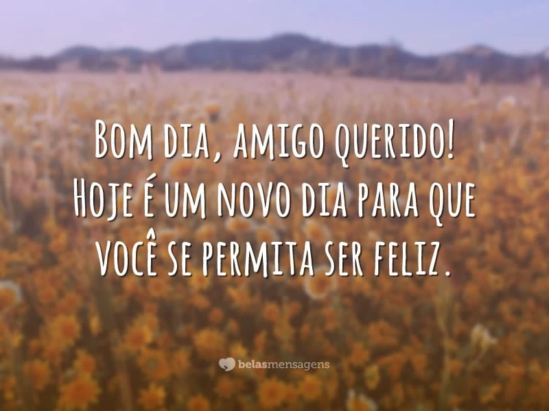 Bom dia, amigo querido! Hoje é um novo dia para que você se permita ser feliz.