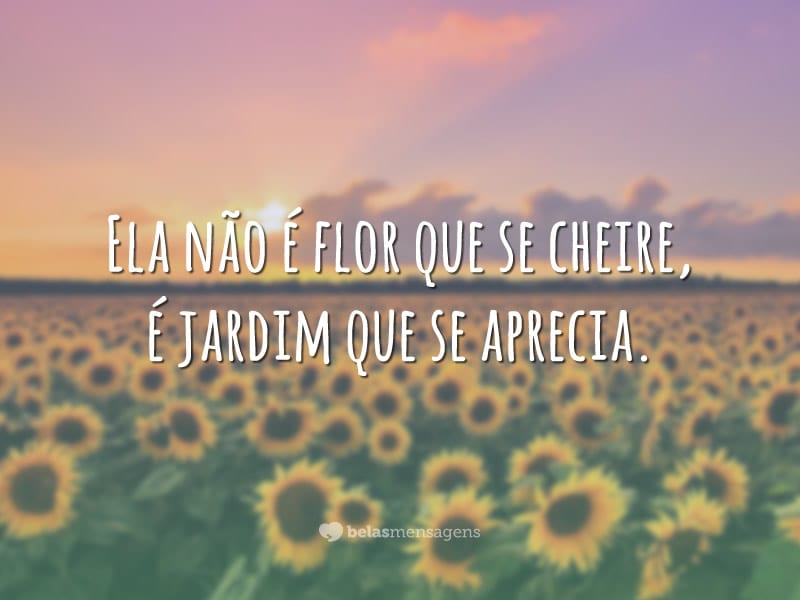 Ela não é flor que se cheire, é jardim que se aprecia.