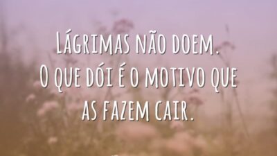 Lágrimas não doem. O que dói é o motivo que as fazem cair.