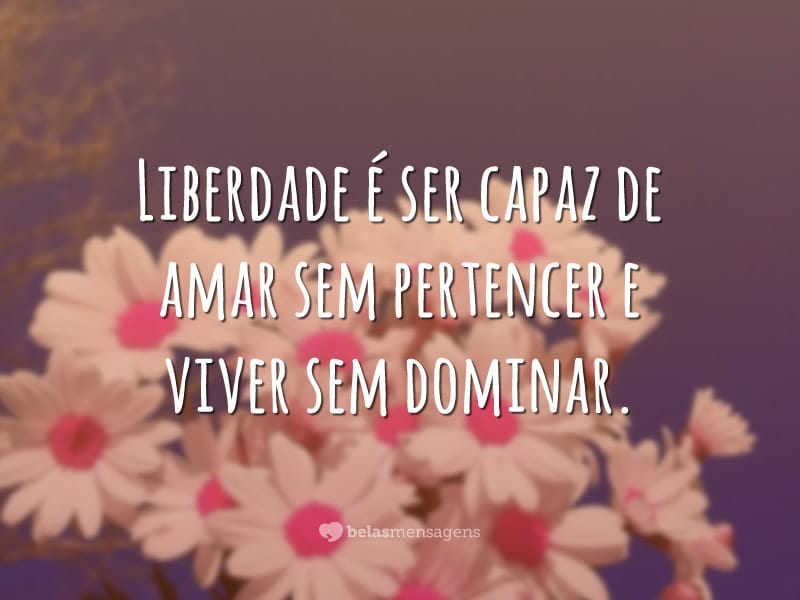 Liberdade é ser capaz de amar sem pertencer e viver sem dominar.