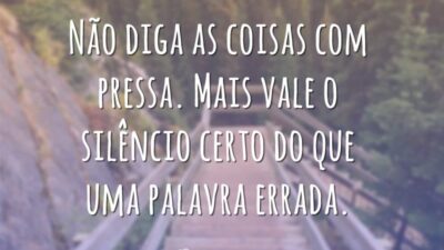 Não diga as coisas com pressa. Mais vale o silêncio certo do que uma palavra errada.