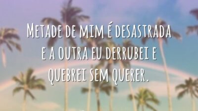 Metade de mim é desastrada e a outra eu derrubei e quebrei sem querer.