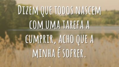 Dizem que todos nascem com uma tarefa a cumprir, acho que a&hellip;