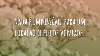Nada é impossível para um coração cheio de vontade.