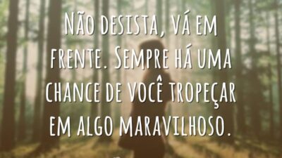 Não desista, vá em frente. Sempre há uma chance de você tropeçar&hellip;