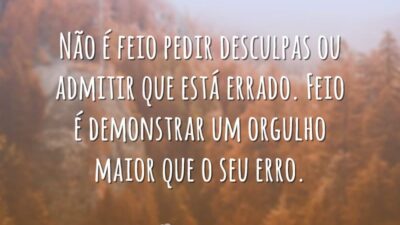 Não é feio pedir desculpas ou admitir que está errado. Feio é&hellip;