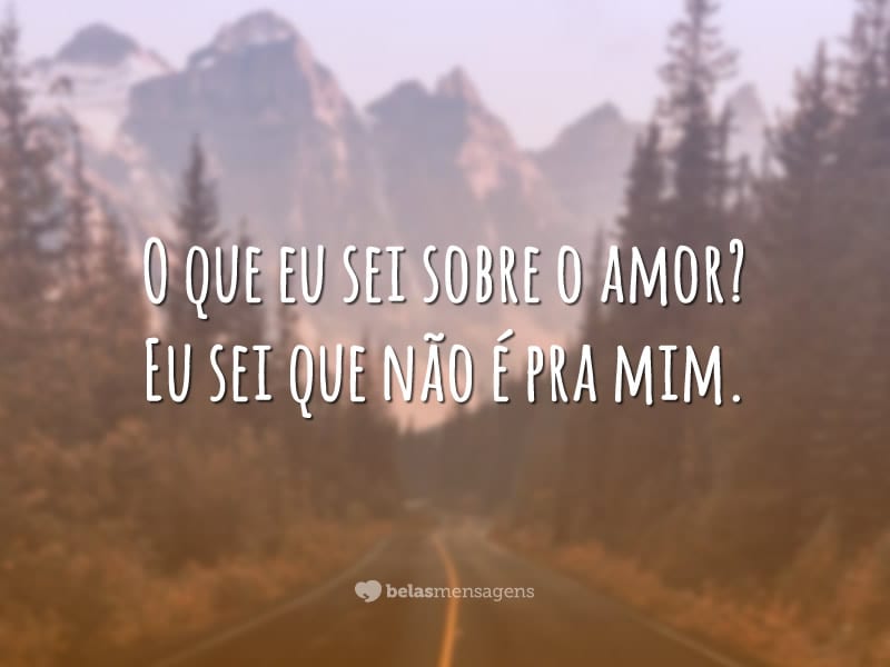 O que eu sei sobre o amor? Eu sei que não é pra mim.