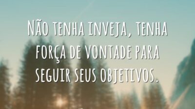 Não tenha inveja, tenha força de vontade para seguir seus objetivos.