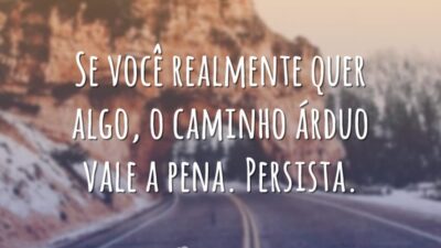 Se você realmente quer algo, o caminho árduo vale a pena. Persista.
