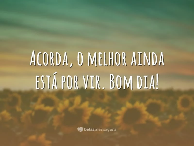 Acorda, o melhor ainda está por vir. Bom dia!