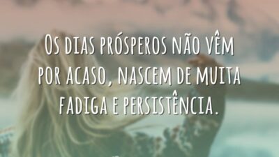 Os dias prósperos não vêm por acaso, nascem de muita fadiga e&hellip;