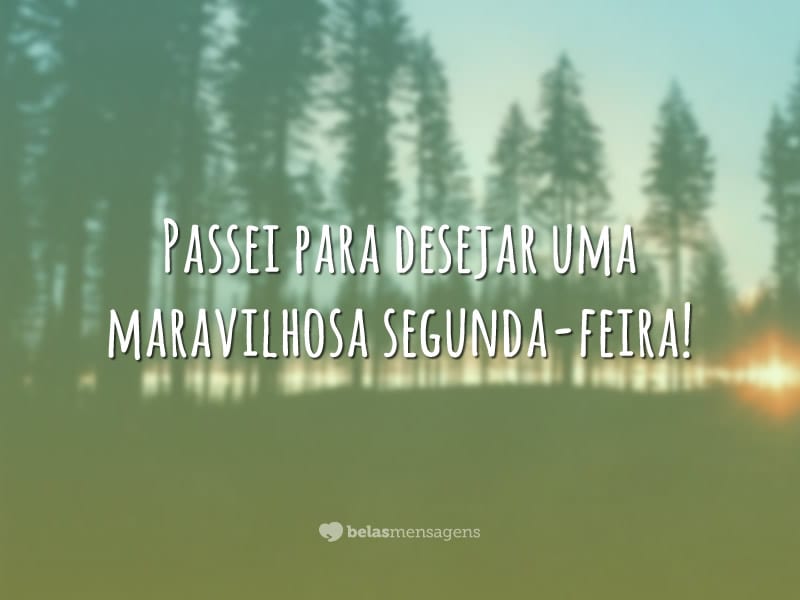 Passei para desejar uma maravilhosa segunda-feira!