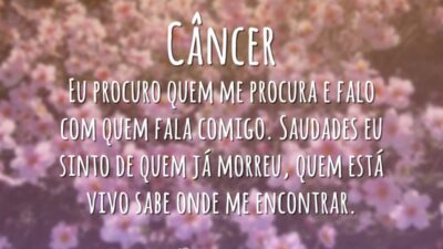 Câncer Eu procuro quem me procura e falo com quem fala comigo.&hellip;