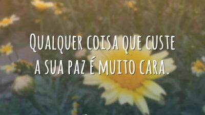 Qualquer coisa que custe a sua paz é muito cara.