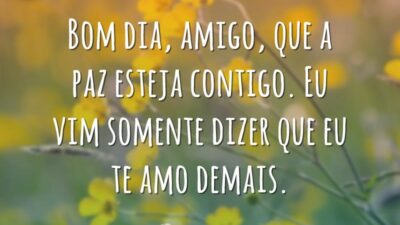 Bom dia, amigo, que a paz esteja contigo. Eu vim somente dizer que eu te amo demais.