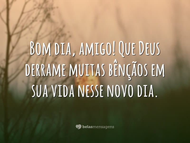 Bom dia, amigo! Que Deus derrame muitas bênçãos em sua vida nesse novo dia.