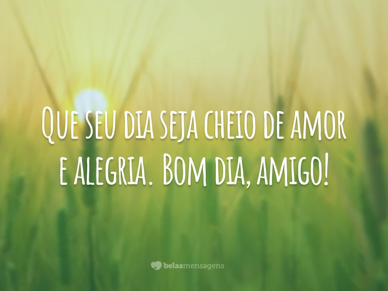 Que seu dia seja cheio de amor e alegria. Bom dia, amigo!