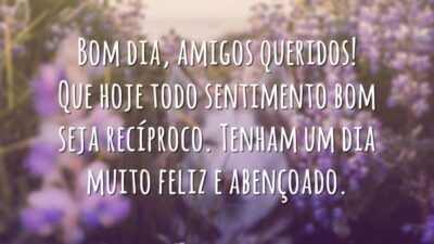 Bom dia, amigos queridos! Que hoje todo sentimento bom seja recíproco. Tenham um dia muito feliz e abençoado.