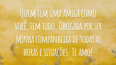 Quem tem uma amiga como você, tem tudo. Obrigada por ser minha companheira de todas as horas e situações. Te amo!