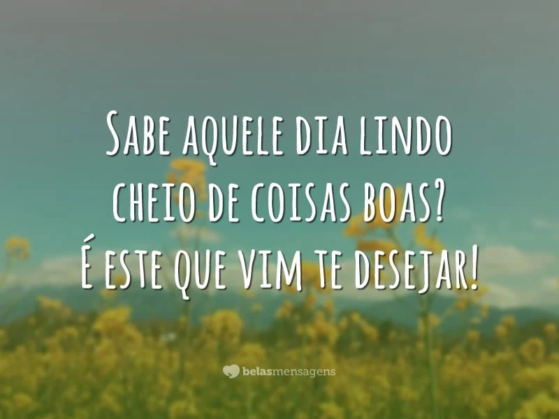 Sabe aquele dia lindo cheio de coisas boas? É este que vim te desejar!