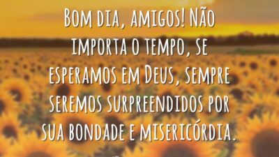 Bom dia, amigos! Não importa o tempo, se esperamos em Deus, sempre seremos surpreendidos por sua bondade e misericórdia.