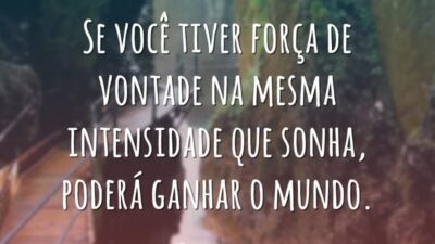 Se você tiver força de vontade na mesma intensidade que sonha, poderá ganhar o mundo.