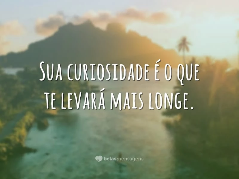 Sua curiosidade é o que te levará mais longe.