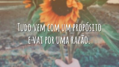 Tudo vem com um propósito e vai por uma razão.