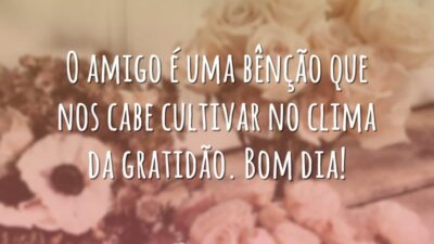 O amigo é uma bênção que nos cabe cultivar no clima da gratidão. Bom dia!