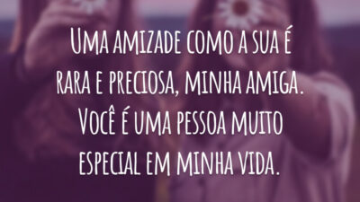 Uma amizade como a sua é rara e preciosa, minha amiga. Você é uma pessoa muito especial em minha vida.