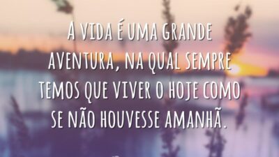 A vida é uma grande aventura, na qual sempre temos que viver o hoje como se não houvesse amanhã.