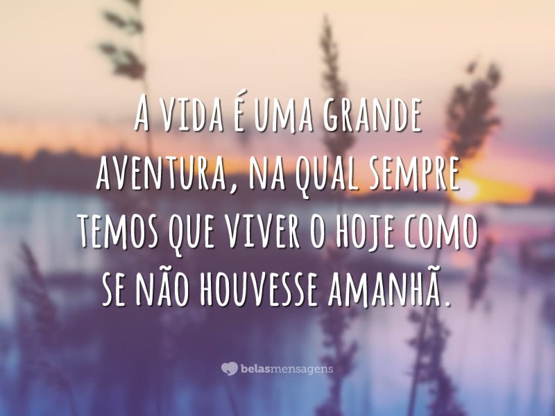 A vida é uma grande aventura, na qual sempre temos que viver o hoje como se não houvesse amanhã.