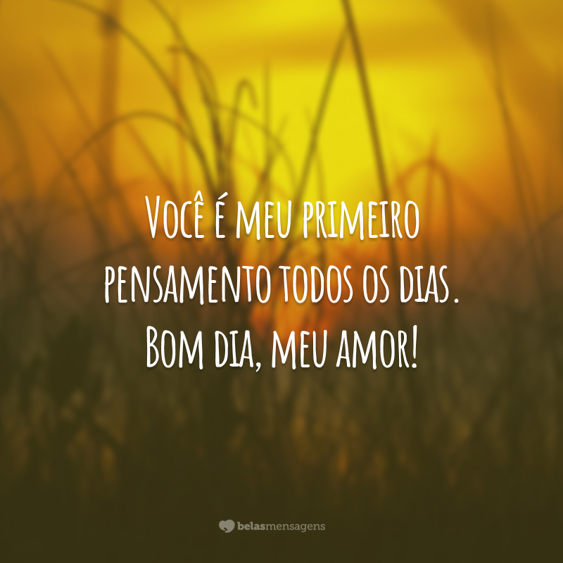 Você é meu primeiro pensamento todos os dias. Bom dia, meu amor!