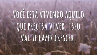 Você está vivendo aquilo que precisa viver, isso vai te fazer crescer.