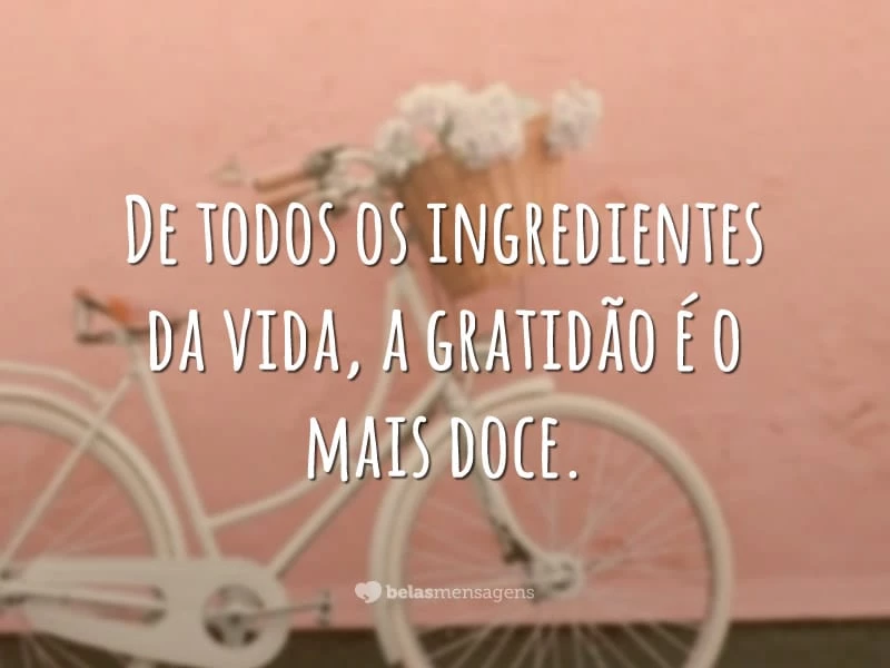 De todos os ingredientes da vida, a gratidão é o mais doce.