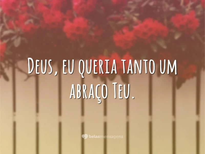 Deus, eu queria tanto um abraço Teu.