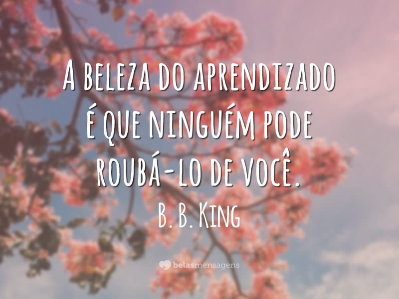 A beleza do aprendizado é que ninguém pode roubá-lo de você.