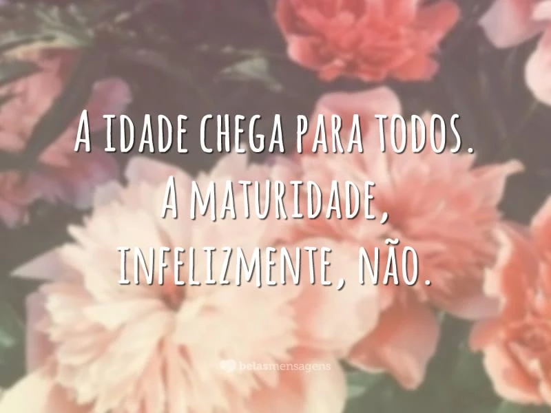 A idade chega para todos. A maturidade, infelizmente, não.