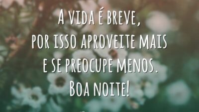 A vida é breve, por isso aproveite mais e se preocupe menos. Boa noite!