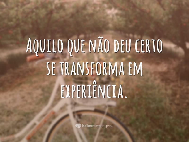 Aquilo que não deu certo se transforma em experiência.