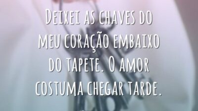 Deixei as chaves do meu coração embaixo do tapete. O amor costuma chegar tarde.