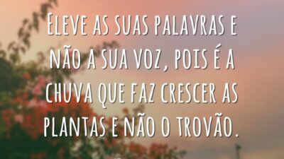 Eleve as suas palavras e não a sua voz, pois é a chuva que faz crescer as plantas e não o trovão.