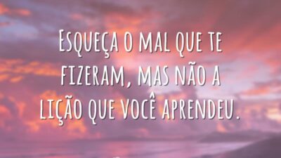 Esqueça o mal que te fizeram, mas não a lição que você aprendeu.