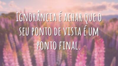 Ignorância é achar que o seu ponto de vista é um ponto final.