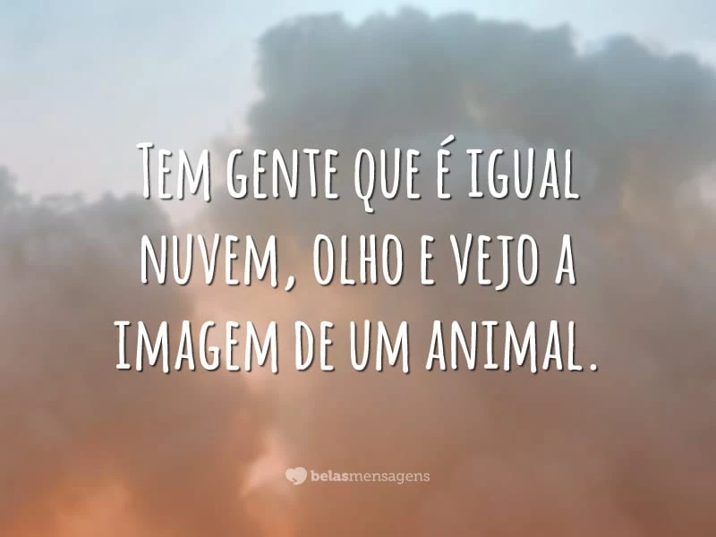 Tem gente que é igual nuvem, olho e vejo a imagem de um animal.