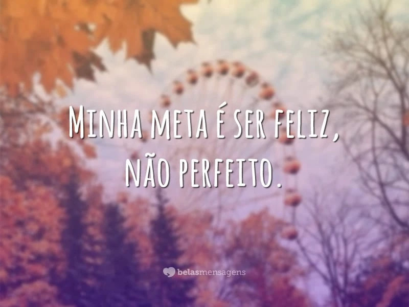 Minha meta é ser feliz, não perfeito.