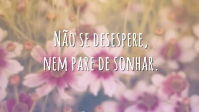 Não se desespere, nem pare de sonhar.