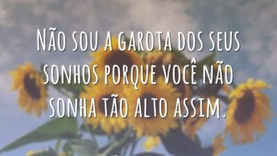 Não sou a garota dos seus sonhos porque você não sonha tão alto assim.