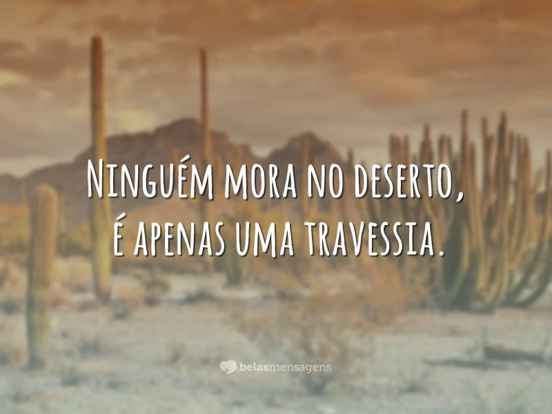 Ninguém mora no deserto, é apenas uma travessia.